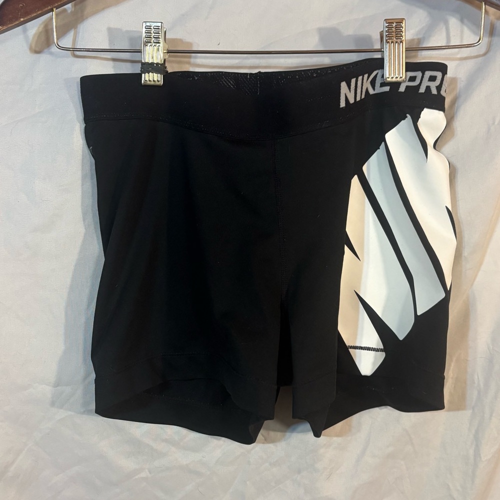Nike Women's Black Booty Shorts with White Logo
